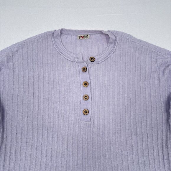 Free People Around the Clock Oversized Ribbed Henley Sweater XS Lavender Lounge - Picture 4 of 11